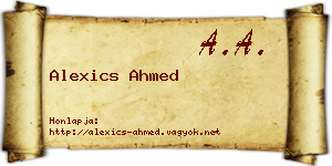 Alexics Ahmed névjegykártya